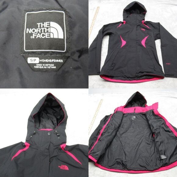 North Face Jacket Women Small Black Pink Hood‎ HyVent Full Zip Triclimate Shell - Picture 1 of 16